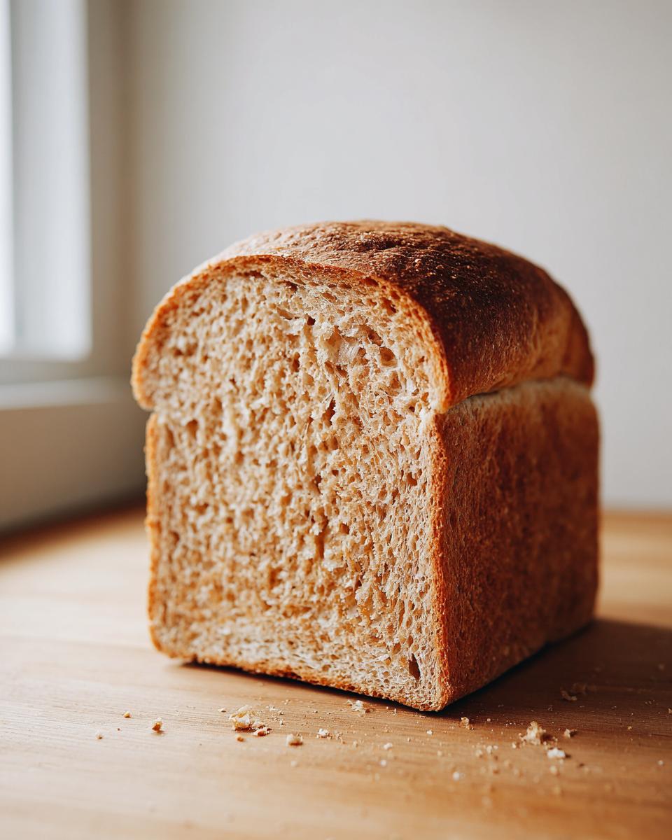 A freshly baked, soft loaf of whole wheat bread, cut to show the fluffy interior texture.